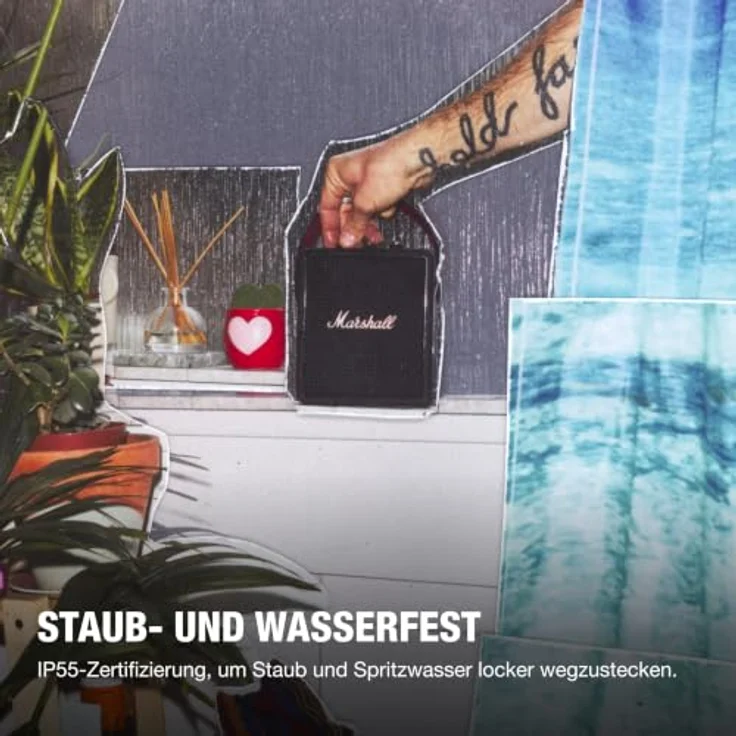 Marshall Stockwell III, Tragbarer Bluetooth-Homelautsprecher mit True Stereophonic 360°-Sound, Staub- und wasserfest, über 40 Stunden kabellose Spieldauer, Ladefunktion - Black and Brass – Bild 4