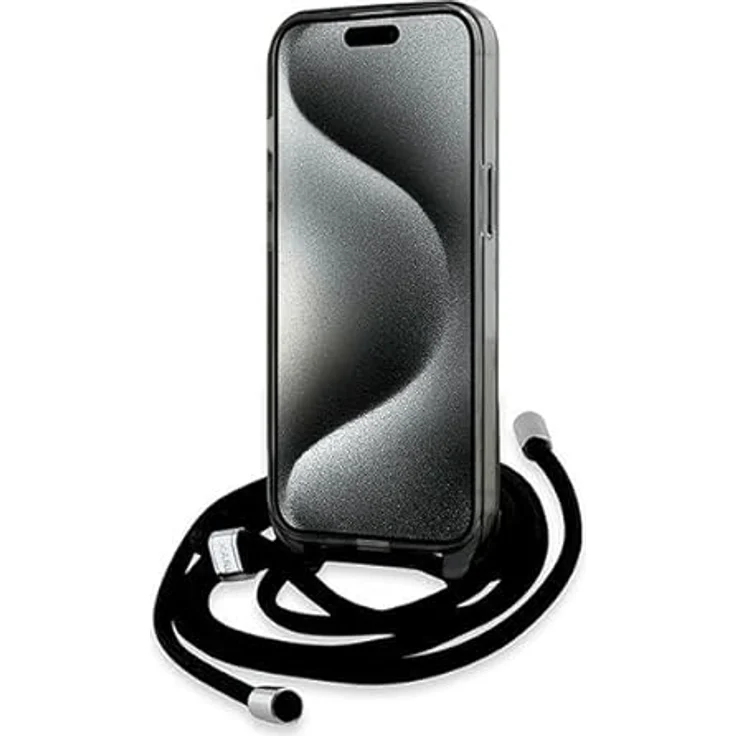 CG MOBILE Karl Lagerfeld KLHMP15SHCKCKLCK Hülle für iPhone 15/14 / 13 6.1" Schwarz hardcase IML Crossbody Monogram Karl & Choupette Head – Bild 4