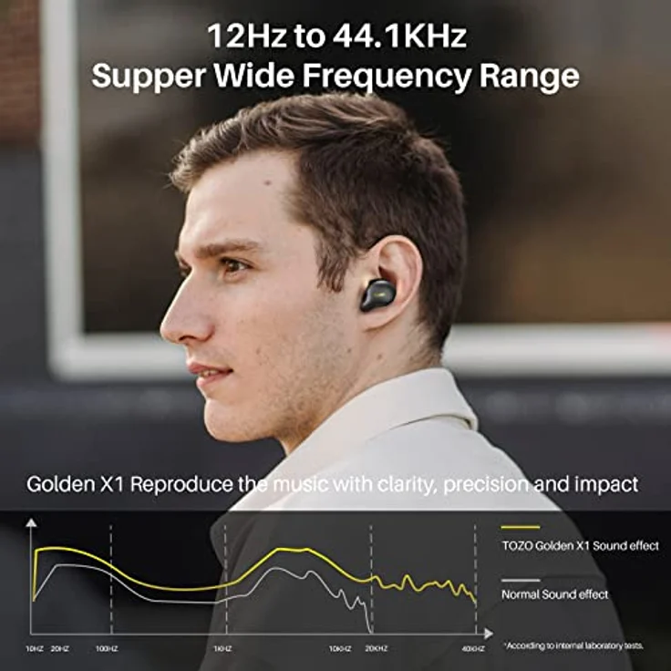 TOZO Golden X1 Kopfhörer Kabellos Bluetooth Balanced Armature Treiber und Hybrid Dynamik Treiber, OrigX Pro, LDAC & Hi-Res Audio Drahtlos, Umgebung & Aktive Geräuschunterdrückung Ohrhörer Schwarz – Bild 4