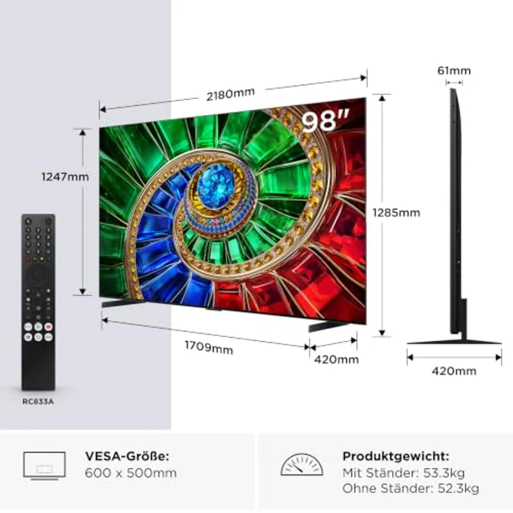 TCL RM7L 98RM7L, 98 Zoll 4K RGB Mini-LED Smart-TV mit WLAN, Schwarz – Bild 2