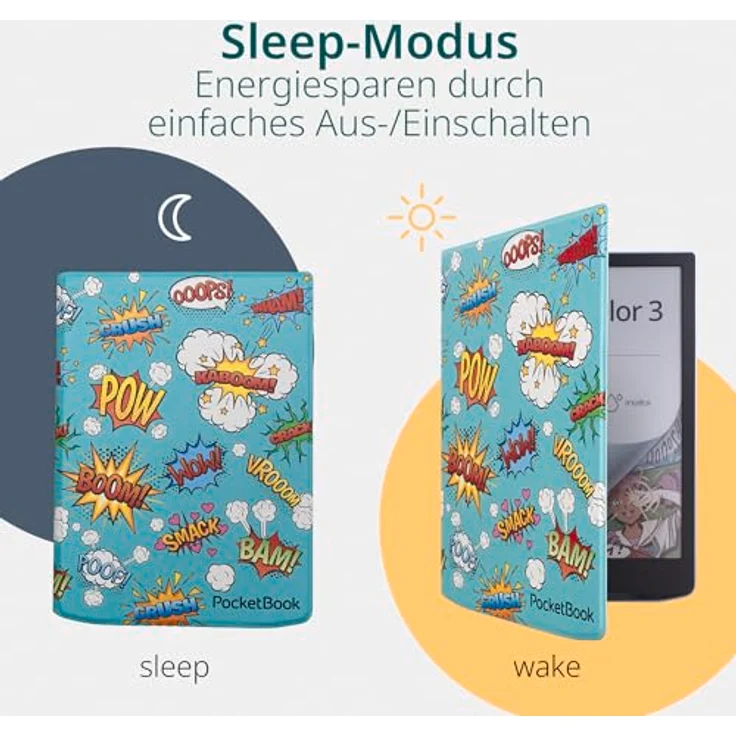 PocketBook Flip Cover - Comic Print 7.8", Schützendes Tablet-Taschen-Cover mit schlankem Design, passend für InkPad 4, InkPad Color 2 & InkPad Color 3 – Bild 3