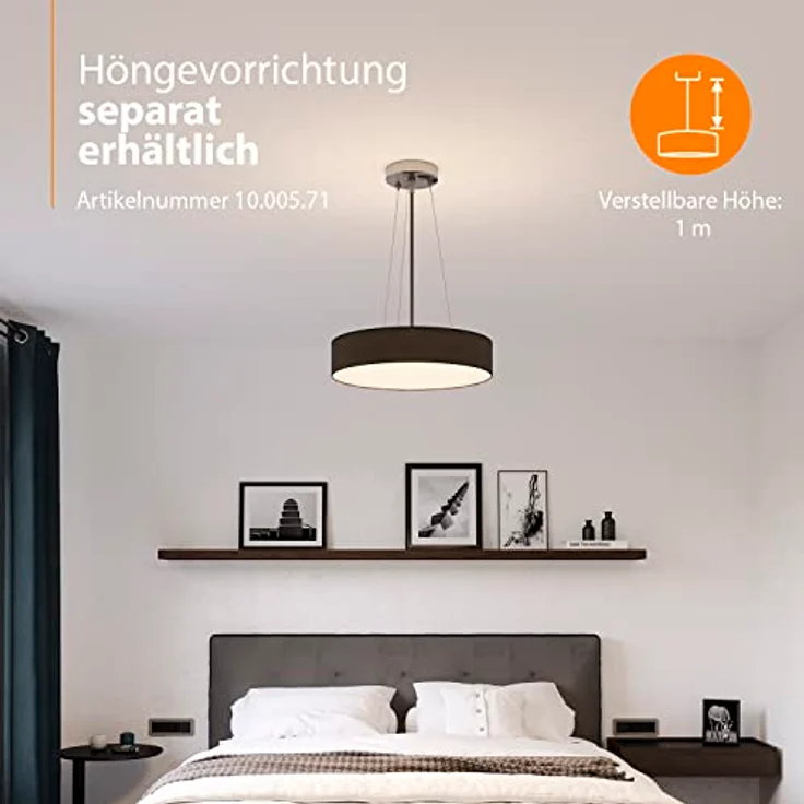 Smartwares IDE-60044 Deckenleuchte- Textilschirm, 50 cm, 4 x E27, Schwarz – Bild 5