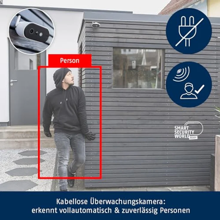 ABUS Akku-Kamera Pro mit Basisstation – Überwachungskamera mit Personenerkennung, inkl. Weißlicht-LED, Gegensprechfunktion & kostenfreier Handy-App (PPIC91000) – Bild 2