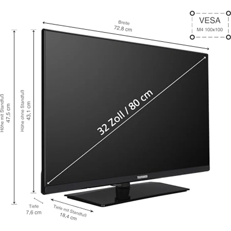 Telefunken Fernseher 32 Zoll Smart TV VIDAA XH32VP750M - HD-Ready, HDR, Triple-Tuner, LED, schwarz – Bild 3