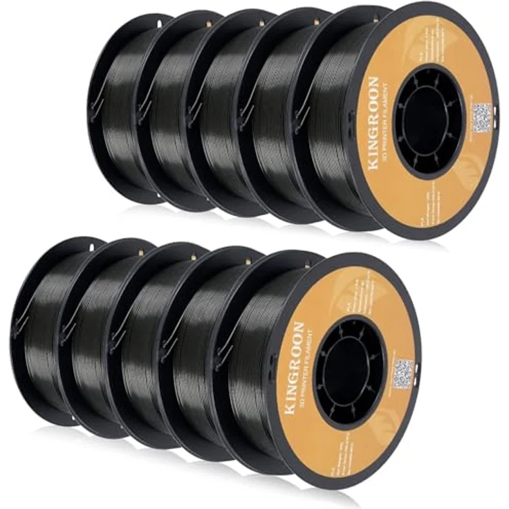Kingroon PLA Filament 1.75mm, 10KG Spule Schwarz, Maßgenauigkeit +/- 0.03mm, für FDM 3D Drucker – Bild 1