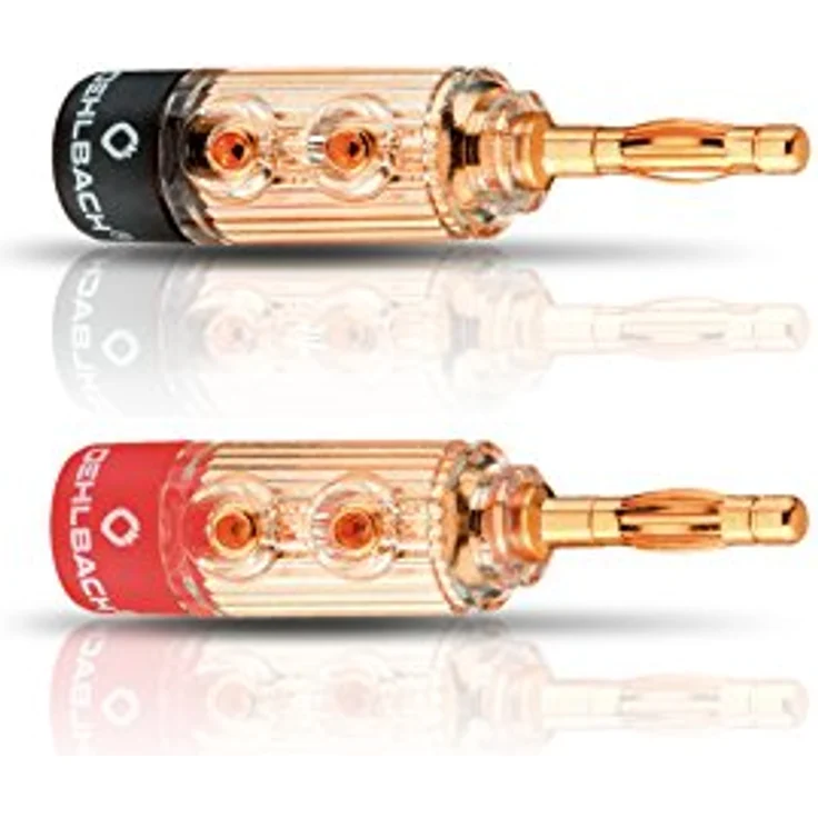 Oehlbach XXL® Fusion Banana | High-End Bananenstecker für Kabel bis 6mm² | Vollmetallstecker, rot/schwarz Kennzeichnung | 4 Stück - gold – Bild 2