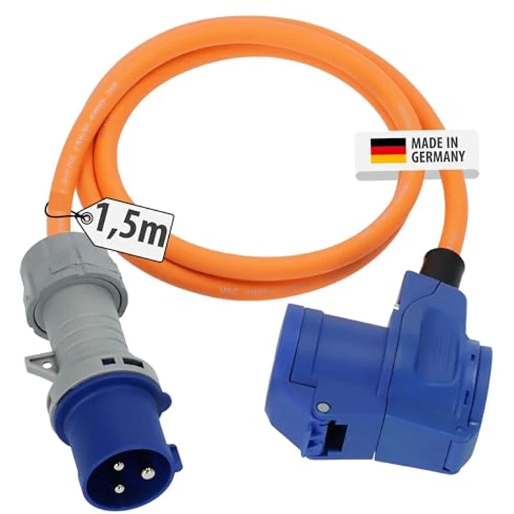Brennenstuhl 1132920325 Camping-Kabeltrommel, 1,5m H07RN-F 3G 2,5mm², CEE-Stecker und Winkelkupplung, IP44, orange – Bild 1