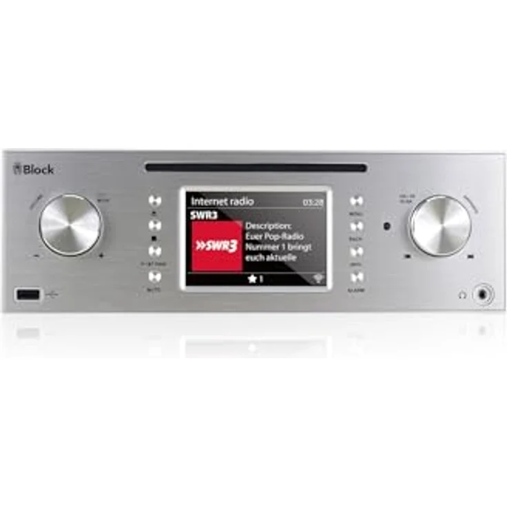 Block MHF-50 Mikroanlage silber, Kompaktanlage mit 4 Zoll Farbdisplay, Triple-Radio, CD-Spieler, WLAN, Bluetooth, Spotify®-Connect Ready, inkl. Lautsprecher – Bild 4