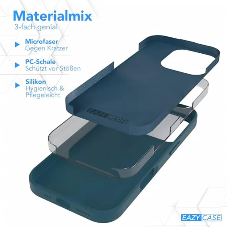 EAZY CASE Premium Silikon Handyhülle für iPhone 16 Pro, Slimcover mit Kameraschutz und Innenfutter, Softcase in Petrol – Bild 5
