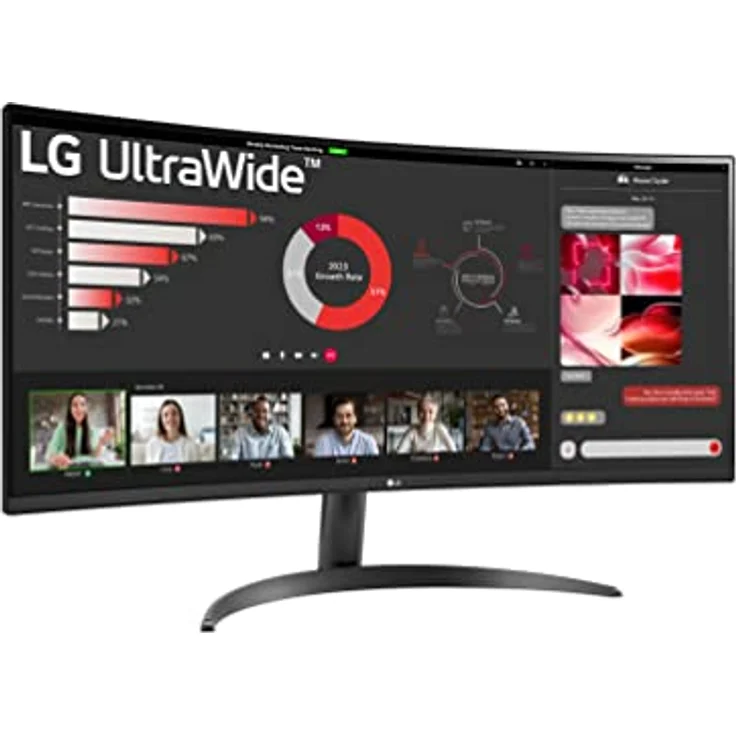 LG UltraWide 21:9 Curved QHD Monitor 34WR50QC-B - 34 Zoll, HDR10, PBP-Modus, AMD FreeSync, 100Hz, Schwarz – Bild 3
