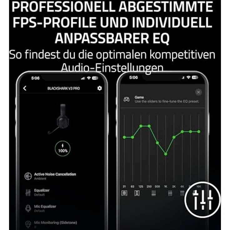 Razer BlackShark V3 Pro, Gaming Headset für PlayStation, kabellos und kabelgebunden, Over-Ear, Schwarz, 50 mm Treiber, Rauschunterdrückung, Spatial Audio, lange Akkulaufzeit – Bild 8