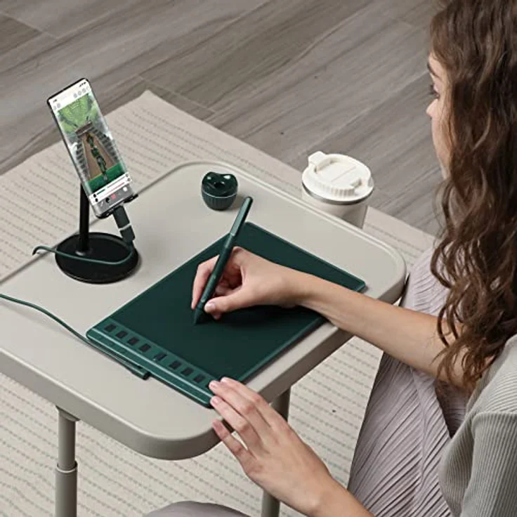 HUION Grafiktablett Inspiroy 2 M, 5080 LPI, Grüner Silikongriff, Batterielos, USB-C – Bild 5