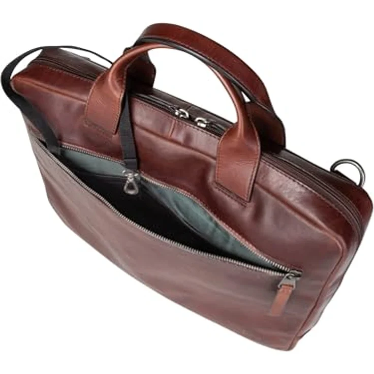 Jost Aktentasche Lund Business S, langlebige Laptoptasche aus geöltem Pull-up-Leder mit drei gepolsterten Fächern für Laptop, Tablet und Smartphone, braun – Bild 3