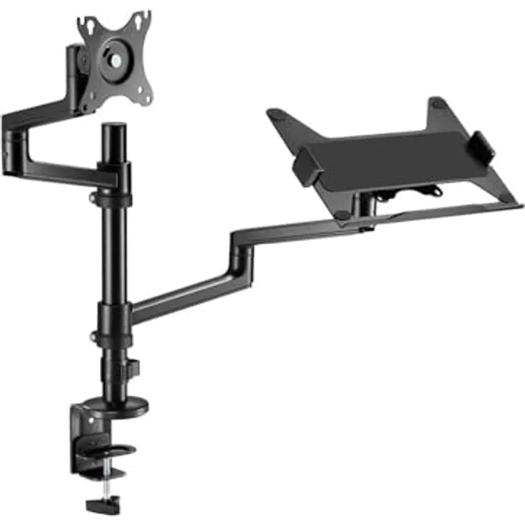 ICY BOX IB-MS622-T, Monitorständer für Monitore bis 32" & Notebooks bis 17,3", höhenverstellbar, VESA 75x75/100x100, mit Kabelmanagement und Silikonpads