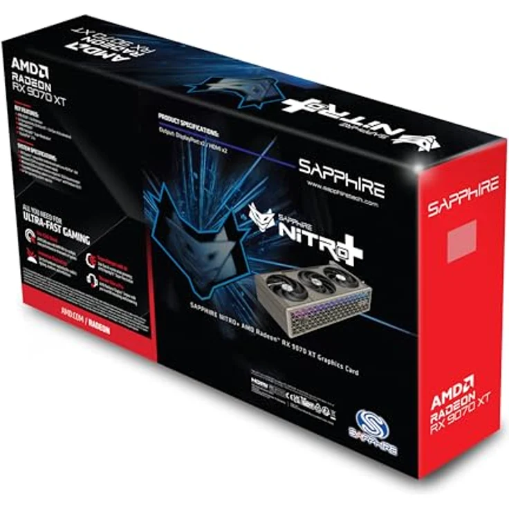 SAPPHIRE Sapphire Nitro+ Radeon RX 9070 XT Gaming OC Grafikkarte, 16384 MB GDDR6 - Triple-Fan-Kühlerdesign mit RGB-Beleuchtung – Bild 2