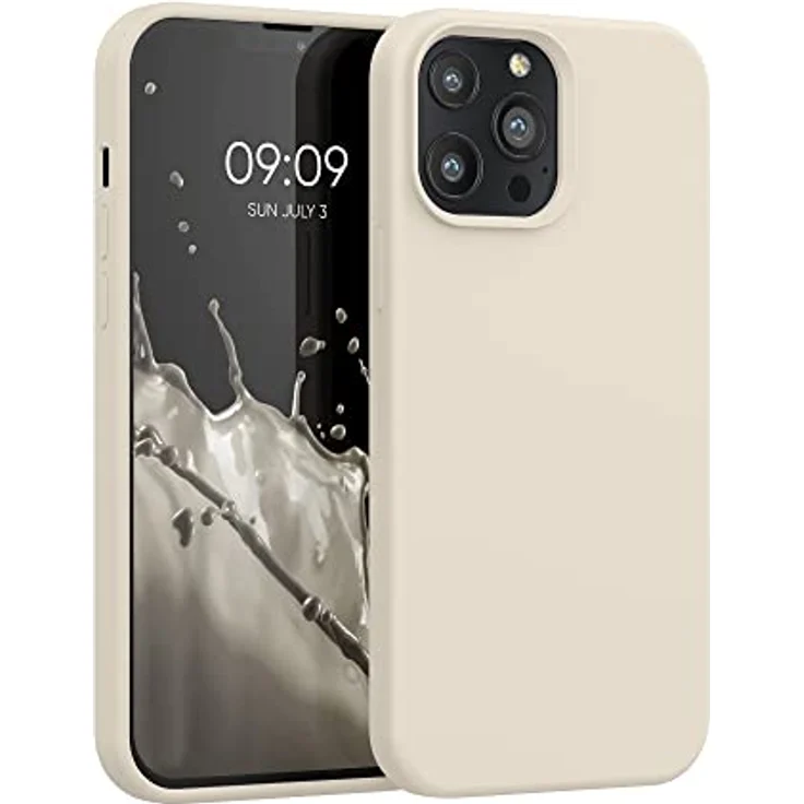 kwmobile Handyhülle für iPhone 13 Pro Max, Silikon Case in Creme, flexibel, rutschfest, kabelloses Laden – Bild 1