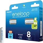Panasonic eneloop, Ready-to-Use Ni-MH Akku, AAA/Micro, 8er-Pack, verbesserte Kapazität: min. 800 mAh, 2100 Ladezyklen, hohe Leistung & geringe Selbste, BK-4MCDE/8BE, blue, Neu: 8er Pack