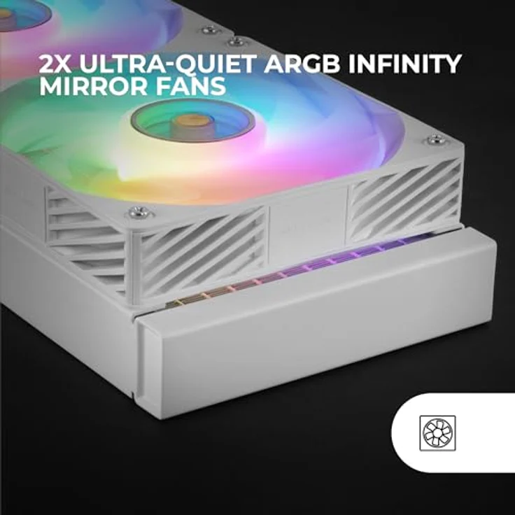 Mars Gaming ML-VISIONPRO240W, CPU Wasserkühler mit zwei 120 mm Lüftern und mehrfarbiger LED-Beleuchtung, Weiss – Bild 2