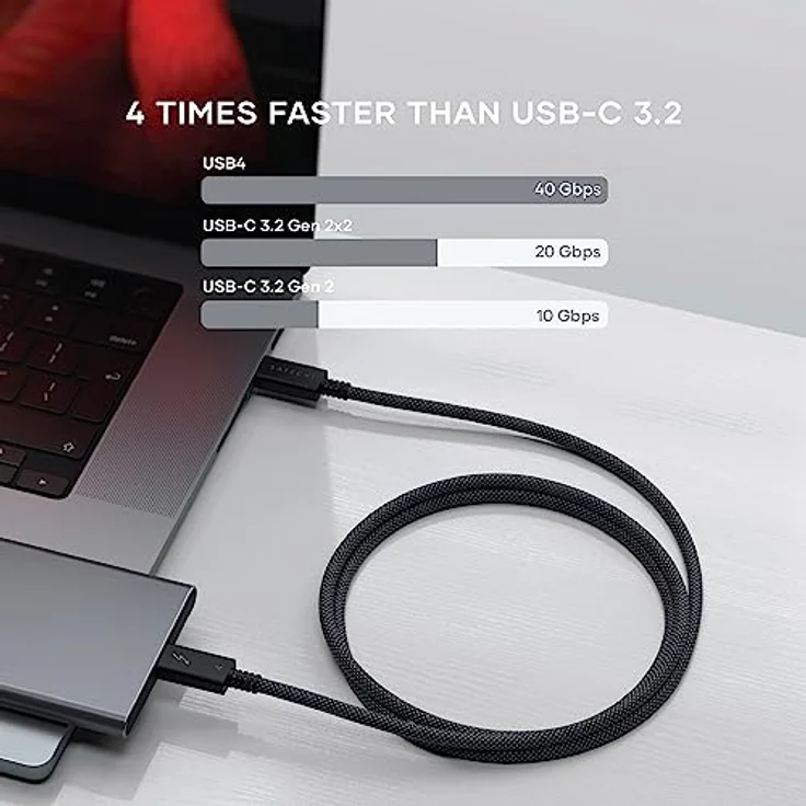 SATECHI zertifiziertes USB-C Thunderbolt 4 Kabel (1m), 8k/60-Hz Display, 40 Gbps Datenübertragung, 240W PD, PCIE, kompatibel mit Thunderbolt 4/3, USB4, USB-C, für MacBook Pro, Hubs, Docking und mehr – Bild 4
