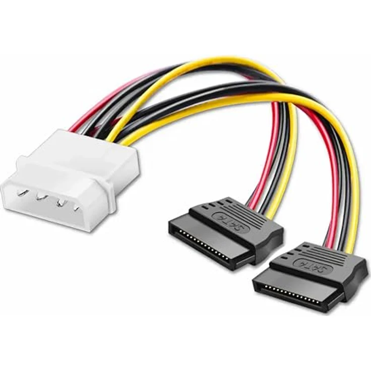 Aukson K16 SATA Power Kabel – 2x 15-pol SATA auf 4-pol Molex Y-Stromkabel für PC-Netzteile, zuverlässige Stromversorgung für bis zu zwei SATA-Geräte – Bild 1