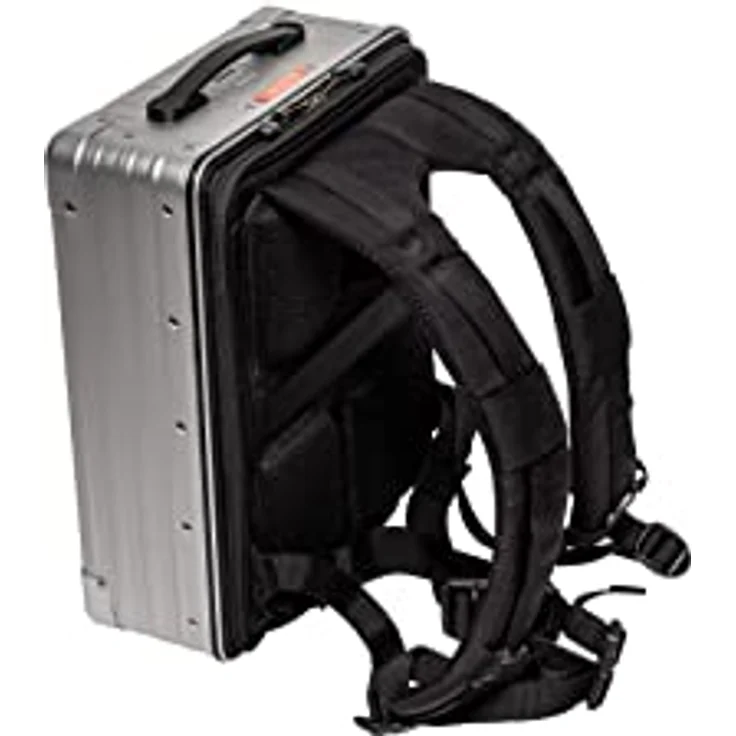 Outdoor Rucksack/Backpack in Silber/Platin. Bequemer & Stabiler Alu Koffer für z.B. Wildkamera, Fotoausrüstung oder Laptop. Ideal auch als Arbeitsrucksack für Handwerker oder als Schulrucksack. – Bild 2