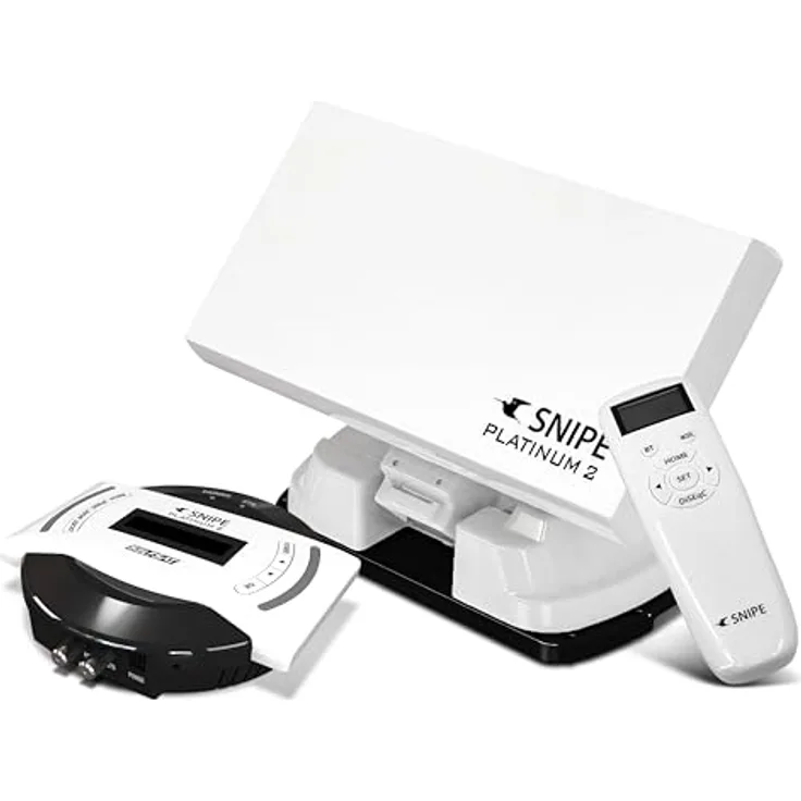 SELFSAT Selfsat Snipe Platinum 2 - Single - Vollautomatische Satellitenantenne, Campingantenne mit BT Fernbedienung und iOS/Android Steuerung, GPS, Flachantenne, PLL-LNB