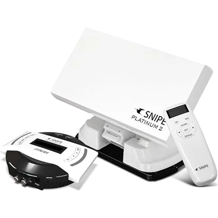 SELFSAT Selfsat Snipe Platinum 2 - Twin - Vollautomatische Satellitenantenne, Campingantenne mit BT Fernbedienung und iOS/Android Steuerung, GPS, Flachantenne, PLL-LNB - Weiß – Bild 1