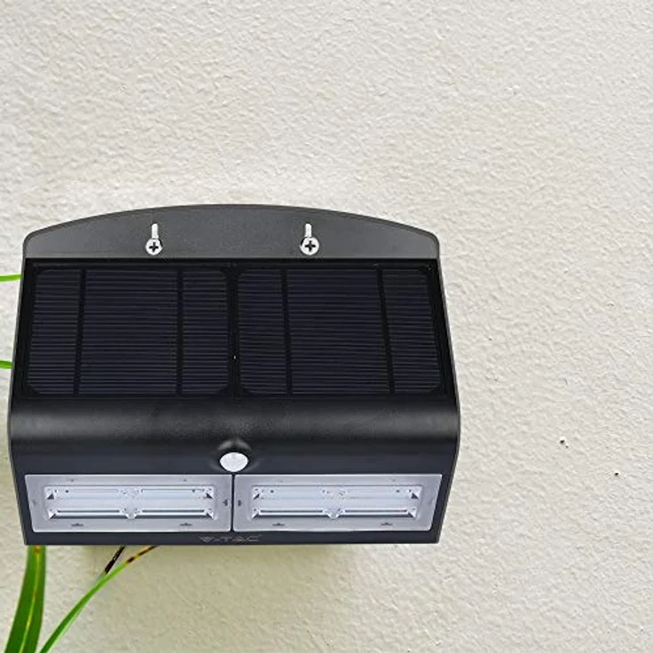 V-TAC Solar-Wandstrahler mit Bewegungsmelder VT-767-7-B 8279 LED 7.00W Tageslichtweiß Schwarz – Bild 4