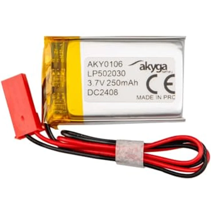 Akyga AKY0106, Li-Po Akku 3.7V 250mAh LP502030 mit JST 2-Polig Anschluss und PCM-Schutz, 150mm Kabel – Bild 1