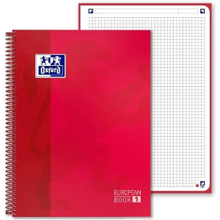 OXFORD Collegeblock European Book 1, DIN A4+ kariert, 80 Blatt, rot, mit Hard-Cover und digitalisierbaren Notizen – Bild 2