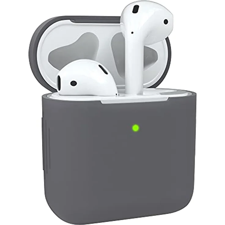 EAZY CASE - Schutzhülle für AirPods 1 & 2 Anthrazit Silikon Case Stoßfest mit Deckel Schutz Antikratz rutschfeste Silikonhülle für Airpod Pro 1./2. Generation – Bild 1