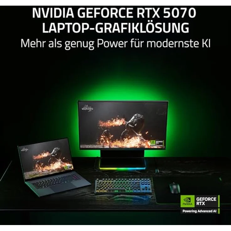 Razer Blade 16 (2025), 16 Zoll AI Gaming Laptop mit NVIDIA GeForce RTX 5070, AMD Ryzen AI 9 365, 16" QHD+ 240Hz OLED Display, 32GB LPDDR5X 8000 MHz, 1TB SSD, QWERTZ DE-Layout, Schwarz – Bild 5