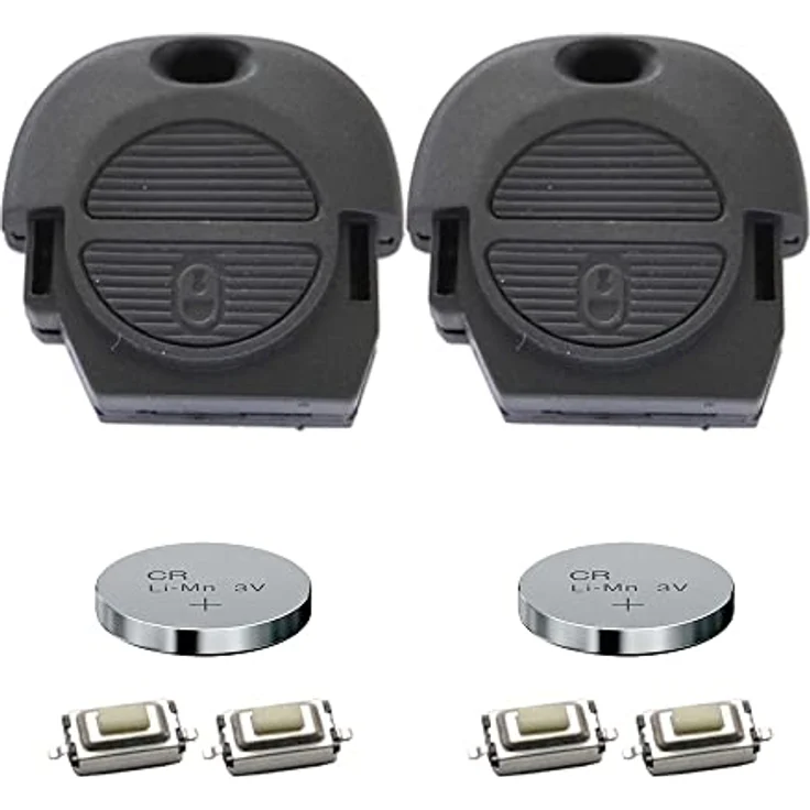 mt-key 2x Auto Schlüssel Set Gehäuse für Nissan, inkl. 4x Mikrotaster und 2x CR2016 Knopfzelle, 3 V – Bild 2