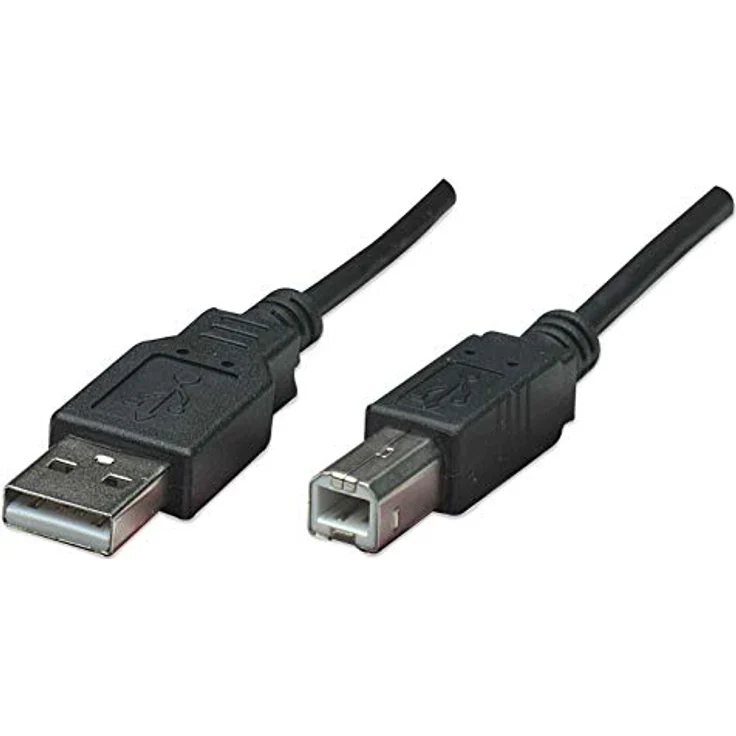 Manhattan - USB-Kabel - USB (M) bis USB Type B (M) - USB 2.0 - 300 V - 0.5 A - 50 cm - geformt - Schwarz (374507) – Bild 2