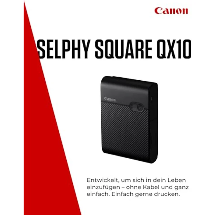 Canon SELPHY SQUARE QX10 Mini-Fotodrucker - mit quadratischem Druck (eingebauter Akku, WLAN, 287 dpi x 287 dpi, USB Kabel, Thermosublimationsdruck) schwarz – Bild 2