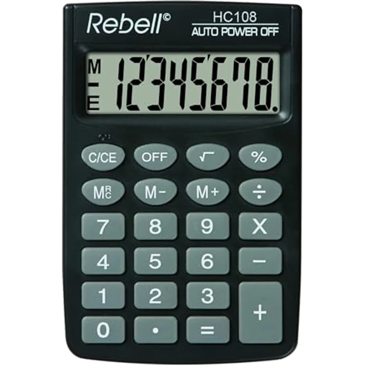 Rebell RE-HC108 Taschenrechner, 8-stelligem LCD Display und dreifacher Speicherfunktion, schwarz – Bild 2