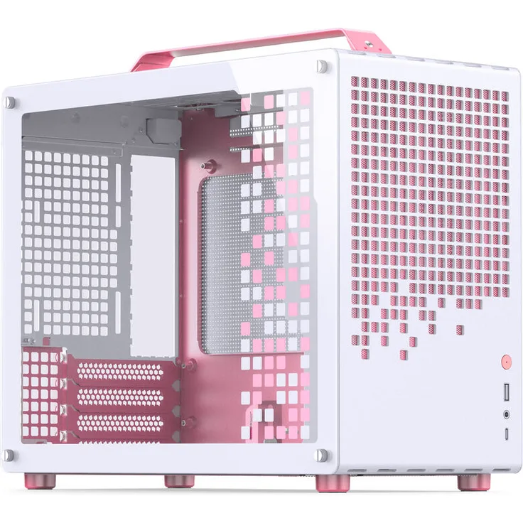 Jonsplus Z20 Micro-ATX Gehäuse - Kompakt, SFX-PSU kompatibel, weiß/pink