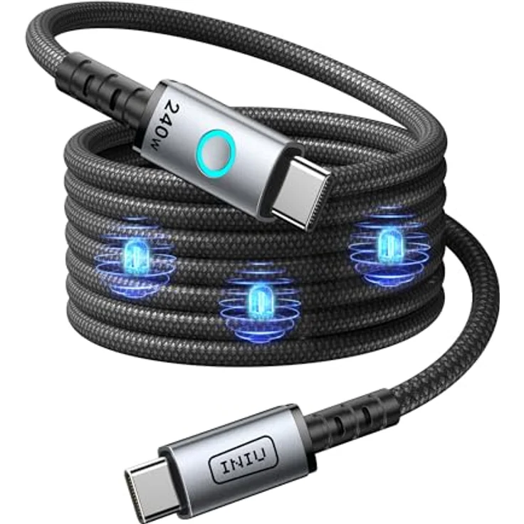 INIU INIUCBLCCMAG240WLEOB, USB-C auf USB-C Kabel, 1,20 m, 5A, 240W, magnetisches Design, Überladungsschutz – Bild 1