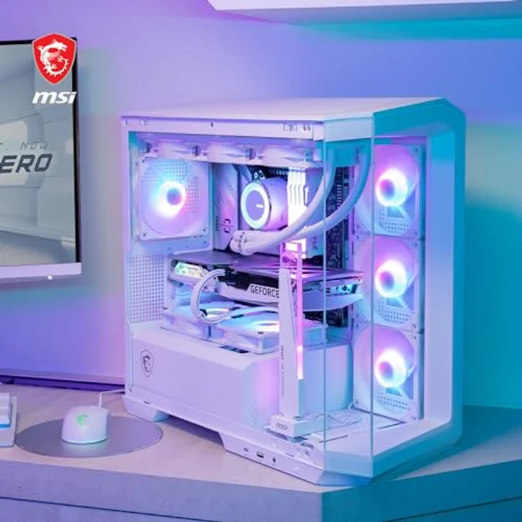 MSI Mag Pano M100R PZ (mATX, ITX), PC Gehäuse, Weiss mit 270-Grad-Panorama-Display und Reverse-Blade-Lüfter – Bild 7