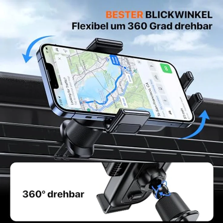 Miracase Handyhalterung Auto 2026 Upgrade, 360° drehbar mit Doppelhaken, rutschfest, Hochstabil, kompatibel mit iPhone 17/16/15, Samsung S25/S24/S23, Huawei Pura 80/70 – Bild 4