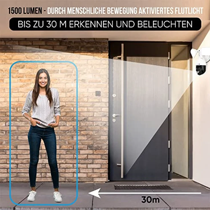 LUVISION PTZ WLAN Überwachungskamera mit Lampe Aussen mit 1.500 Lumen LED Flutlicht & Bewegungsmelder, mit nachlaufender AI-Bewegungsverfolgung, Autotracking und Nachtsichtfunktion - Preisvergleich – Bild 3