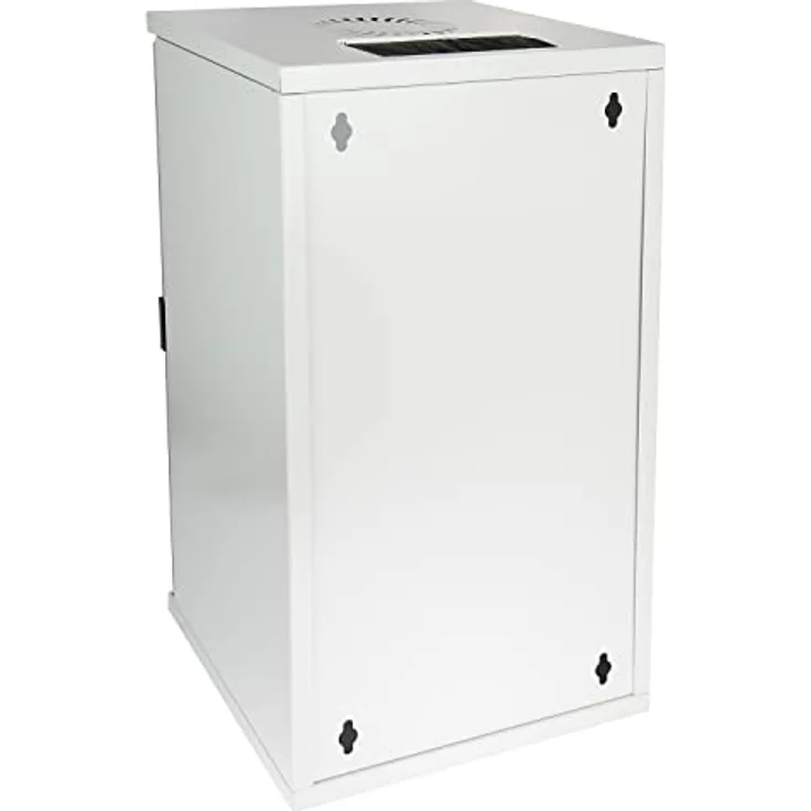 HMF 63412-07 Netzwerkschrank, Serverschrank 10 Zoll | 12 HE | 300 mm Tiefe | Voll montiert | Glastür | Lichtgrau – Bild 3