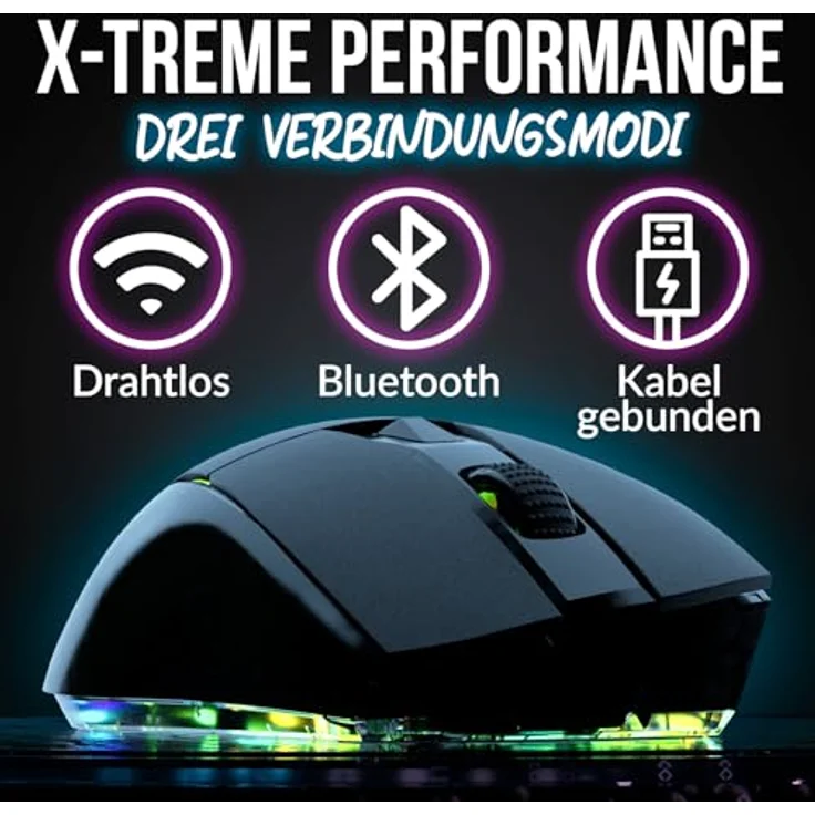 KLIM Blaze X Gaming-Maus, kabellos mit Ladestation und RGB Beleuchtung – Bild 2