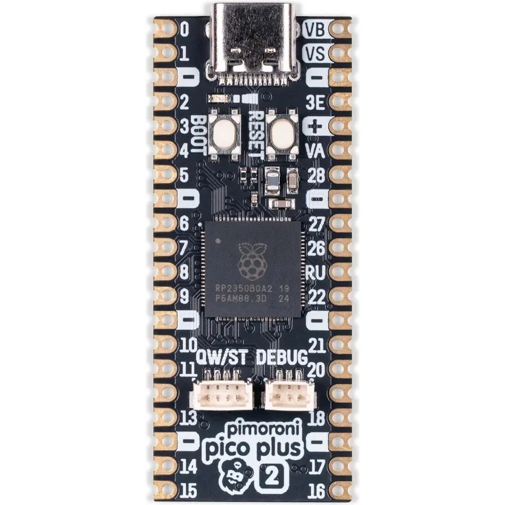 Pimoroni Pico Plus 2 RP2350 Entwicklungsboard, 16MB Flash, 8MB PSRAM, USB-C, Qwiic/ST, 600mA, 3-5,5V