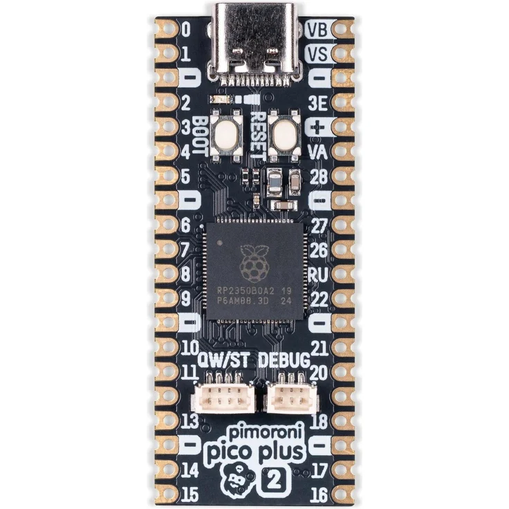 Pimoroni Pico Plus 2 RP2350 Entwicklungsboard, 16MB Flash, 8MB PSRAM, USB-C, Qwiic/ST, 600mA, 3-5,5V