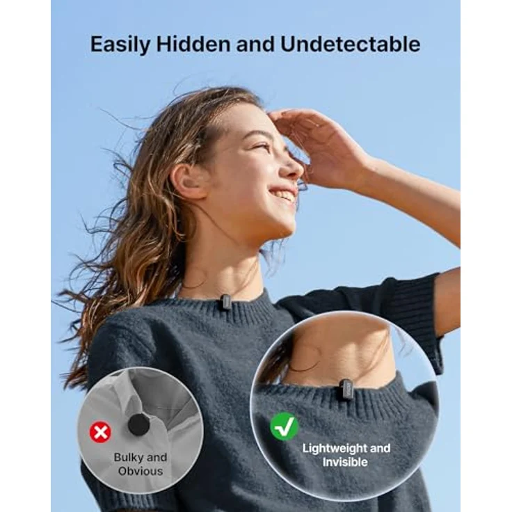 Boya Mini 2-01 (Grau), Drahtlos-Mikrofonsystem mit USB-C und Lightning Empfänger, 2x TX, 50m Reichweite, omnidirektionale Kondensatormikrofone, bis zu 5h Akkulaufzeit. – Bild 3