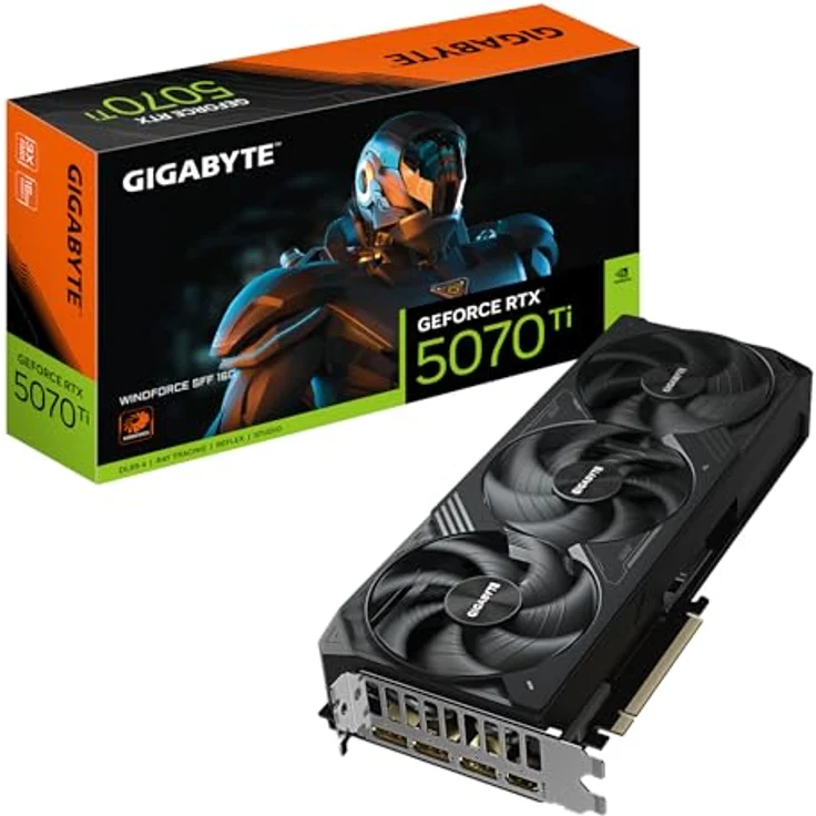 Gigabyte GeForce RTX 5070 Ti WINDFORCE SFF 16G Grafikkarte - 16GB GDDR7, 256bit, PCI-E 5.0, 2452 MHz Kerntakt, 3 x DP 2.1b, 1 x HDMI 2.1b, NVIDIA DLSS 4, GV-N507TWF3-16GD - NVIDIA Blackwell-Architektur, DLSS 4, WINDFORCE Kühlsystem – Bild 1