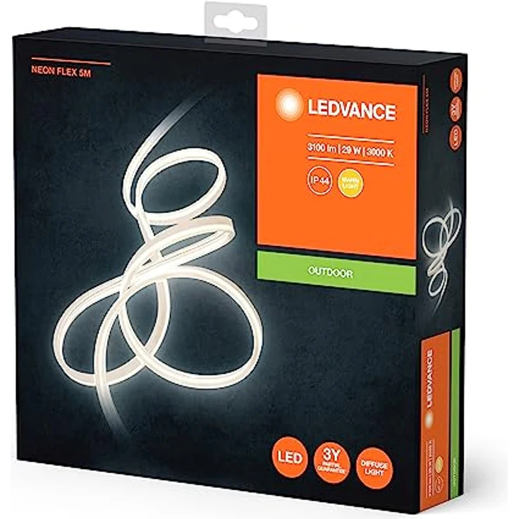 LEDVANCE LED Lichtschlauch für Innen und Außen, 5 Meter Länge, als Wohnraum- oder Gartenbeleuchtung, flexibel und biegsam, 29W, 1700 Lumen, Warmweiß (3000K), Schutzart IP65, NEON FLEX – Bild 2