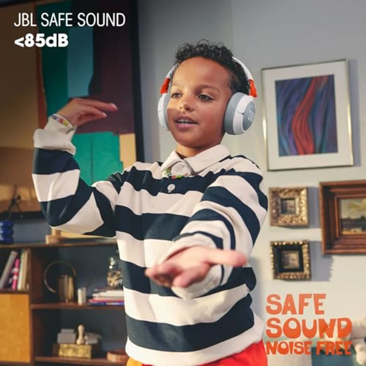 JBL Junior 470 NC, Kabellose Over-Ear Bluetooth-Kopfhörer mit Active-Noise-Cancelling für Kinder, Mikrofon, 50 h Wiedergabe, Safe Sound, geringer Lautstärke, Simpler Bedienung und Stickern, Pink – Bild 2