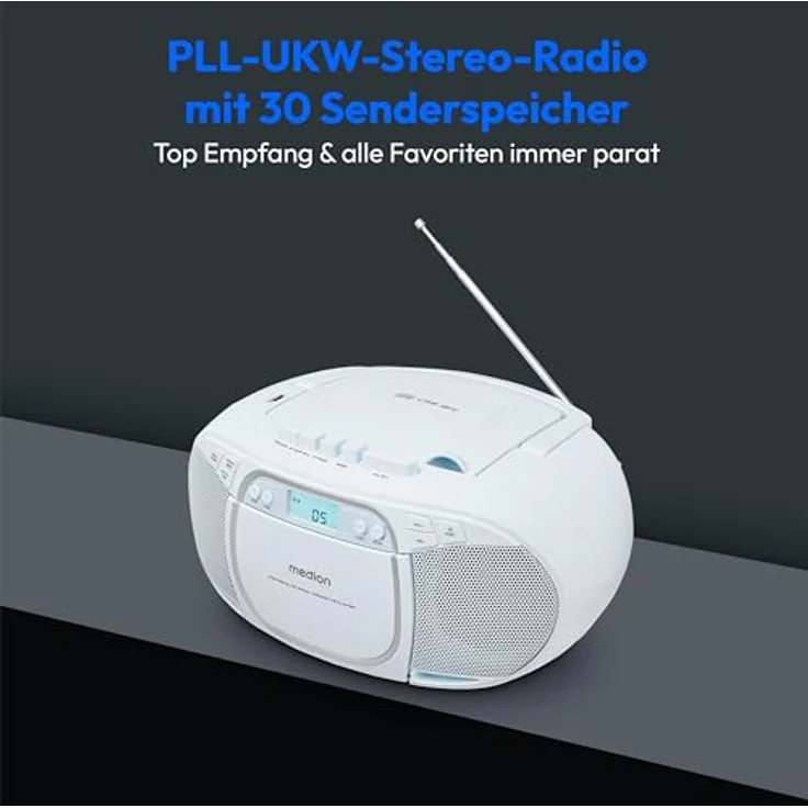 Medion® Radio E66476, tragbar mit AM- / FM-Tuner, 22 W, blau – Bild 2